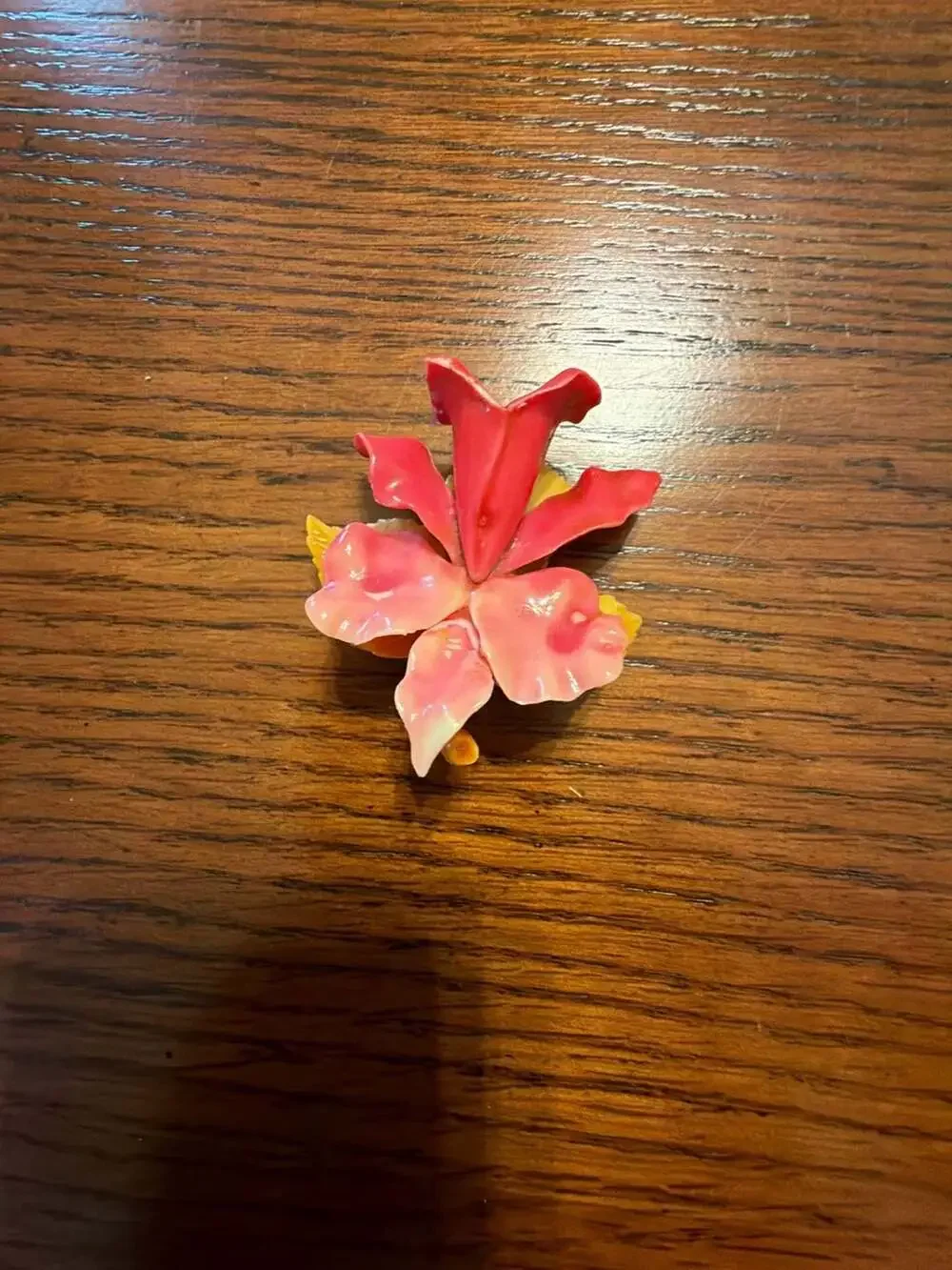 Vintage Hand-Crafted Celluloid Orchid Flower Brooch